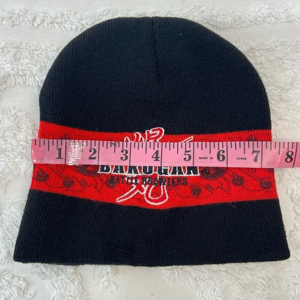 BAKUGAN BATTLE BRAWLERS Unisex Beanie Blk/Red SzOS Y2K Cosplay Kooky Cozy Grunge